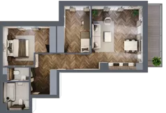 3 pokoje, mieszkanie 70,08 m², piętro 4, oferta nr B59, Novy Mateczny, Kraków, Podgórze, ul. Łagiewnicka 33a