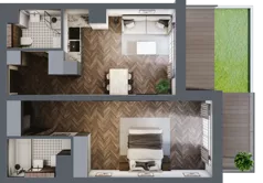 2 pokoje, mieszkanie 54,51 m², parter, oferta nr B02, Novy Mateczny, Kraków, Podgórze, ul. Łagiewnicka 33a