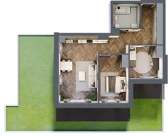 3 pokoje, mieszkanie 64,87 m², parter, oferta nr B04, Novy Mateczny, Kraków, Podgórze, ul. Łagiewnicka 33a