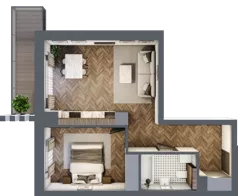 2 pokoje, mieszkanie 45,07 m², piętro 1, oferta nr B24, Novy Mateczny, Kraków, Podgórze, ul. Łagiewnicka 33a