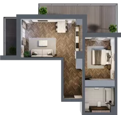 2 pokoje, mieszkanie 50,96 m², piętro 1, oferta nr B28, Novy Mateczny, Kraków, Podgórze, ul. Łagiewnicka 33a
