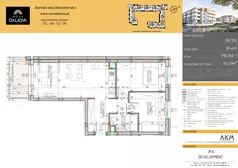 3 pokoje, mieszkanie 54,29 m², piętro 1, oferta nr B3.124, Nova Daliova bud. B3, Lublin, Ponikwoda, ul. Daliowa