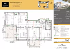 4 pokoje, mieszkanie 71,36 m², piętro 3, oferta nr B3.154, Nova Daliova bud. B3, Lublin, Ponikwoda, ul. Daliowa