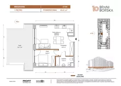 2 pokoje, mieszkanie 43,41 m², piętro 1, oferta nr BN10/C/104, Braniborska 10 , Wrocław, Stare Miasto, Śródmieście, ul. Braniborska 10