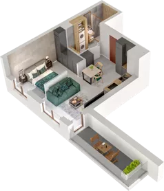 1 pokój, mieszkanie 34,86 m², piętro 4, oferta nr A96, Witosa Park, Poznań, Winiary, Winiary, ul. Piątkowska 165 A-B