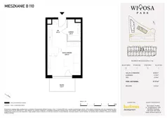 1 pokój, mieszkanie 27,75 m², piętro 5, oferta nr B110, Witosa Park, Poznań, Winiary, Winiary, ul. Piątkowska 165 A-B