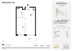 2 pokoje, mieszkanie 39,33 m², piętro 2, oferta nr A38, Witosa Park, Poznań, Winiary, Winiary, ul. Piątkowska 165 A-B