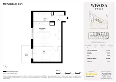 2 pokoje, mieszkanie 44,04 m², piętro 1, oferta nr B21, Witosa Park, Poznań, Winiary, Winiary, ul. Piątkowska 165 A-B