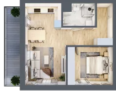 2 pokoje, mieszkanie 48,48 m², piętro 1, oferta nr B1.1.01, Zakamarki, Marki, Aleja Marszałka Józefa Piłsudskiego 102