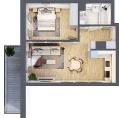 2 pokoje, mieszkanie 44,95 m², piętro 1, oferta nr B1.1.04, Zakamarki, Marki, Aleja Marszałka Józefa Piłsudskiego 102