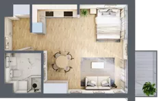 1 pokój, mieszkanie 37,65 m², piętro 1, oferta nr B1.1.08, Zakamarki, Marki, Aleja Marszałka Józefa Piłsudskiego 102