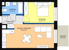 2 pokoje, mieszkanie 45,62 m², piętro 1, oferta nr B1.1.09, Zakamarki, Marki, Aleja Marszałka Józefa Piłsudskiego 102