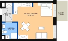 1 pokój, mieszkanie 38,05 m², piętro 2, oferta nr B1.2.08, Zakamarki, Marki, Aleja Marszałka Józefa Piłsudskiego 102