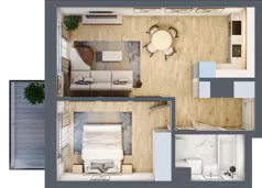 2 pokoje, mieszkanie 45,37 m², piętro 3, oferta nr B1.3.02, Zakamarki, Marki, Aleja Marszałka Józefa Piłsudskiego 102