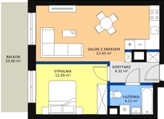 2 pokoje, mieszkanie 45,15 m², piętro 3, oferta nr B1.3.03, Zakamarki, Marki, Aleja Marszałka Józefa Piłsudskiego 102