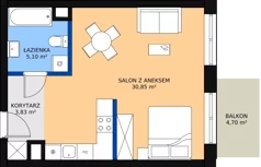 1 pokój, mieszkanie 41,01 m², piętro 3, oferta nr B1.3.10, Zakamarki, Marki, Aleja Marszałka Józefa Piłsudskiego 102