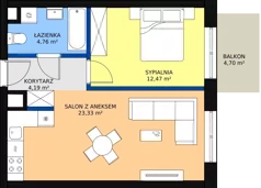 2 pokoje, mieszkanie 46,05 m², piętro 4, oferta nr B1.4.09, Zakamarki, Marki, Aleja Marszałka Józefa Piłsudskiego 102