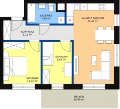 3 pokoje, mieszkanie 58,86 m², piętro 4, oferta nr B1.4.13, Zakamarki, Marki, Aleja Marszałka Józefa Piłsudskiego 102