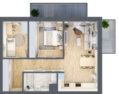 3 pokoje, mieszkanie 61,26 m², piętro 1, oferta nr B2.1.03, Zakamarki, Marki, Aleja Marszałka Józefa Piłsudskiego 102
