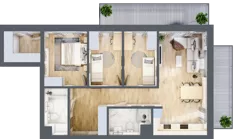 4 pokoje, mieszkanie 79,43 m², piętro 2, oferta nr B2.2.02, Zakamarki, Marki, Aleja Marszałka Józefa Piłsudskiego 102