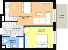 2 pokoje, mieszkanie 46,50 m², piętro 2, oferta nr B2.2.04, Zakamarki, Marki, Aleja Marszałka Józefa Piłsudskiego 102