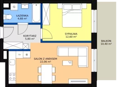 2 pokoje, mieszkanie 46,50 m², piętro 2, oferta nr B2.2.05, Zakamarki, Marki, Aleja Marszałka Józefa Piłsudskiego 102