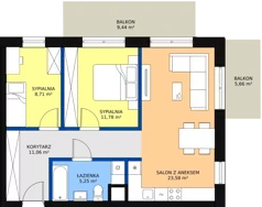 3 pokoje, mieszkanie 61,71 m², piętro 3, oferta nr B2.3.03, Zakamarki, Marki, Aleja Marszałka Józefa Piłsudskiego 102