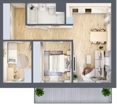 3 pokoje, mieszkanie 61,71 m², piętro 3, oferta nr B2.3.06, Zakamarki, Marki, Aleja Marszałka Józefa Piłsudskiego 102
