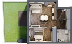 2 pokoje, mieszkanie 46,29 m², parter, oferta nr B3.1, Tarasy Moderno, Kraków, Łagiewniki-Borek Fałęcki, ul. Zbrojarzy