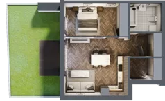 2 pokoje, mieszkanie 46,29 m², parter, oferta nr B4.1, Tarasy Moderno, Kraków, Łagiewniki-Borek Fałęcki, ul. Zbrojarzy