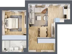 2 pokoje, apartament 47,68 m², piętro 1, oferta nr E9, DA-KO Apartamenty, Gorzów Wielkopolski, ul. Żelazna
