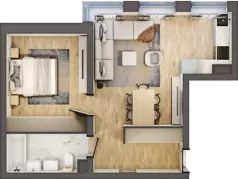 2 pokoje, mieszkanie 42,13 m², piętro 3, oferta nr E18, DA-KO Apartamenty, Gorzów Wielkopolski, ul. Żelazna