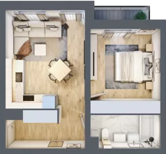 2 pokoje, mieszkanie 42,97 m², parter, oferta nr D1, DA-KO Apartamenty, Gorzów Wielkopolski, ul. Żelazna