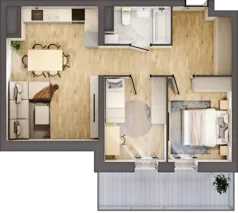 3 pokoje, mieszkanie 49,40 m², piętro 3, oferta nr D15, DA-KO Apartamenty, Gorzów Wielkopolski, ul. Żelazna