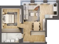 2 pokoje, mieszkanie 42,59 m², piętro 3, oferta nr D16, DA-KO Apartamenty, Gorzów Wielkopolski, ul. Żelazna