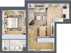 2 pokoje, mieszkanie 47,59 m², piętro 1, oferta nr C8, DA-KO Apartamenty, Gorzów Wielkopolski, ul. Żelazna