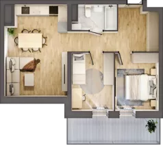 3 pokoje, mieszkanie 49,40 m², piętro 3, oferta nr C15, DA-KO Apartamenty, Gorzów Wielkopolski, ul. Żelazna