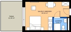 1 pokój, apartament inwestycyjny 23,50 m², parter, oferta nr 006, Vacation Club Resort - apartamenty wakacyjne, Dźwirzyno, ul. Wczasowa 8