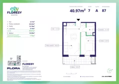 2 pokoje, mieszkanie 40,97 m², piętro 7, oferta nr F-87, Esy Floresy, Warszawa, Mokotów, Mokotów, ul. Cybernetyki 7B