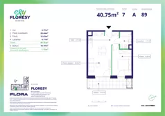 2 pokoje, mieszkanie 40,75 m², piętro 7, oferta nr F-89, Esy Floresy, Warszawa, Mokotów, Mokotów, ul. Cybernetyki 7B
