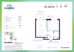 2 pokoje, mieszkanie 41,34 m², piętro 3, oferta nr E-59, Esy Floresy, Warszawa, Mokotów, Mokotów, ul. Cybernetyki 7B