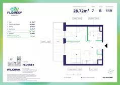 2 pokoje, apartament 28,72 m², piętro 7, oferta nr F-119, Esy Floresy, Warszawa, Mokotów, Mokotów, ul. Cybernetyki 7B