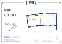 2 pokoje, mieszkanie 37,63 m², piętro 7, oferta nr 8.C.1, Piotra 4, Gdynia, Śródmieście, ul. Św. Piotra 4