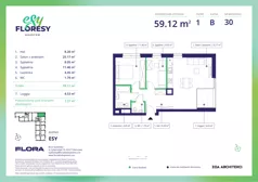 3 pokoje, mieszkanie 59,12 m², piętro 1, oferta nr E-30, Esy Floresy, Warszawa, Mokotów, Mokotów, ul. Cybernetyki 7B