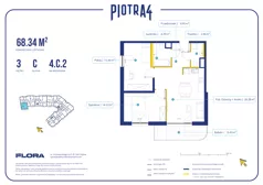 3 pokoje, mieszkanie 68,34 m², piętro 3, oferta nr 4.C.2, Piotra 4, Gdynia, Śródmieście, ul. Św. Piotra 4