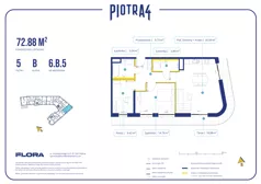 3 pokoje, mieszkanie 72,88 m², piętro 5, oferta nr 6.B.5, Piotra 4, Gdynia, Śródmieście, ul. Św. Piotra 4