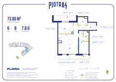 3 pokoje, apartament 73,80 m², piętro 6, oferta nr 7.B.6, Piotra 4, Gdynia, Śródmieście, ul. Św. Piotra 4
