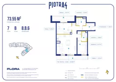 3 pokoje, mieszkanie 73,55 m², piętro 7, oferta nr 8.B.6, Piotra 4, Gdynia, Śródmieście, ul. Św. Piotra 4