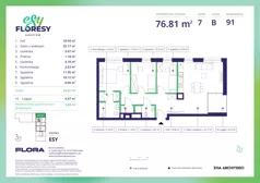 4 pokoje, mieszkanie 76,81 m², piętro 7, oferta nr E-91, Esy Floresy, Warszawa, Mokotów, Mokotów, ul. Cybernetyki 7B