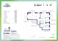 4 pokoje, mieszkanie 81,98 m², piętro 1, oferta nr F-97, Esy Floresy, Warszawa, Mokotów, Mokotów, ul. Cybernetyki 7B